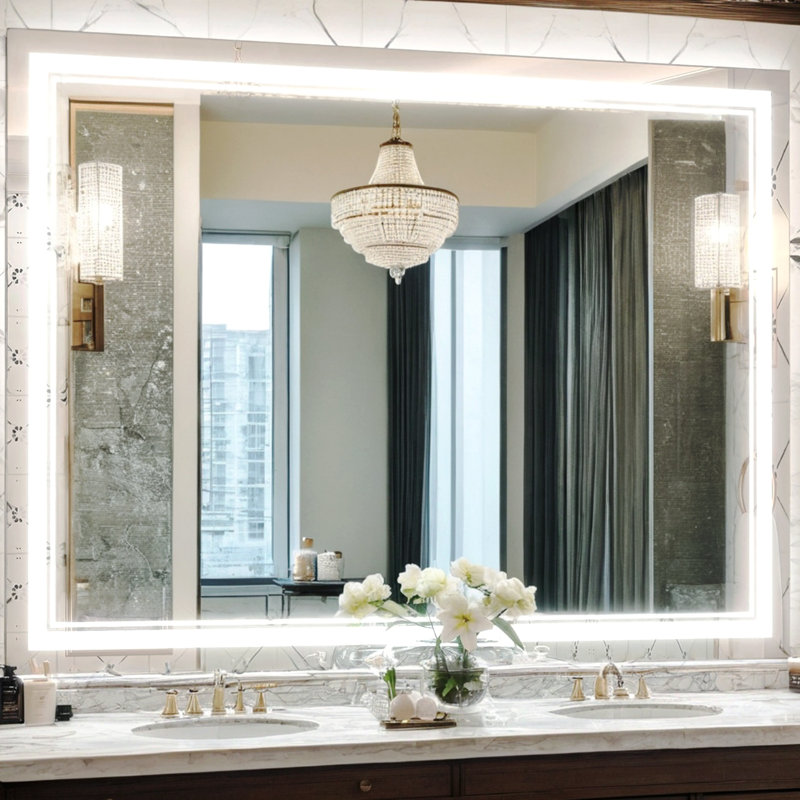 LED Anti-Fog Bathroom Mirror with 3 Colors Dimmable Touch Switch Control & Memory Function , 48" x 36"
