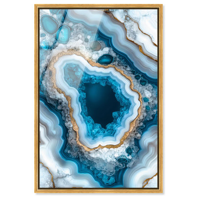 «Godeed Geode Eye I», art mural encadré en verre acrylique ultrabrillant par Art Remedy, cadre doré, 10 x 15