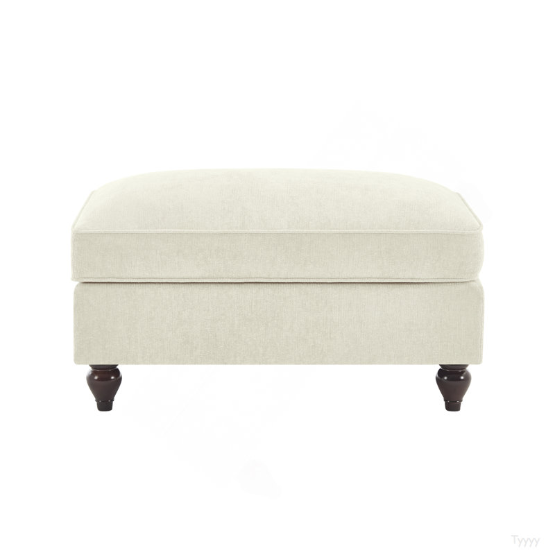 Repose-pieds en chenille beige et blanc, Beige