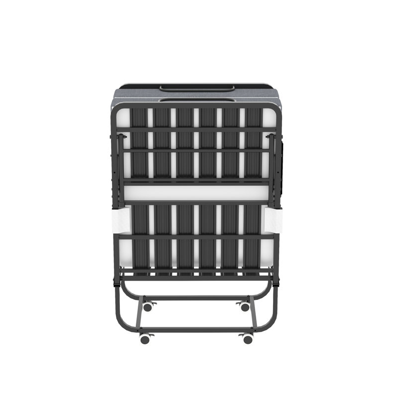 Lit de 75 pouces peu encombrant avec matelas en mousse à mémoire de forme de 5 po, structure en métal robuste, pour invités 75 pouces, capacité de 450 lb, cadre pour chambre à coucher