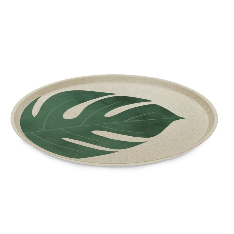 Koziol 4 Piece Connect Plate Set Monstera Leaf, Plastic, Nature Desert Sand, 25.5cm