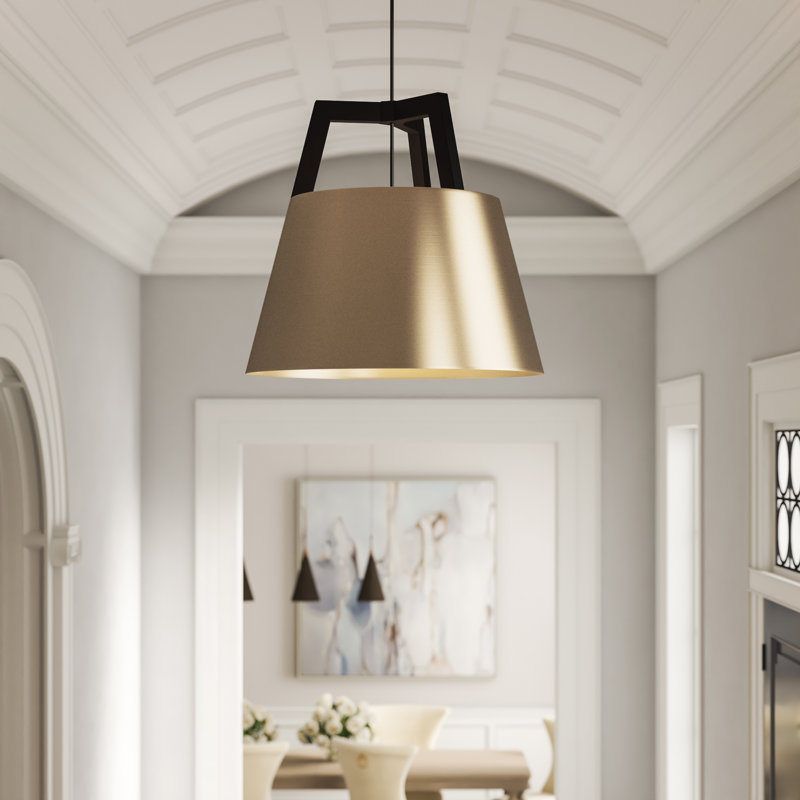Imber Pendant, 22" H x 24" W x 24" D, Dark Stained Walnut/Rose Gold, Incandescent w/ Diffuser - Rigid