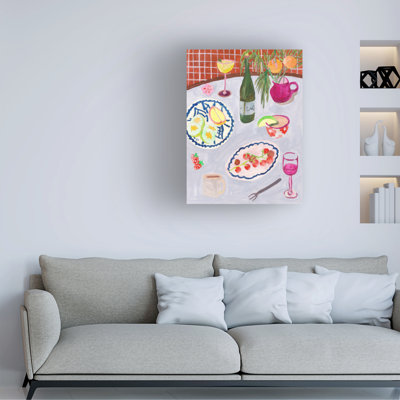 Wrapped Canvas Wall Art - Melissa Wang  'Bites and Sips II' Wall Art for Living Room, Bedroom, or Office Décor  - 24x32