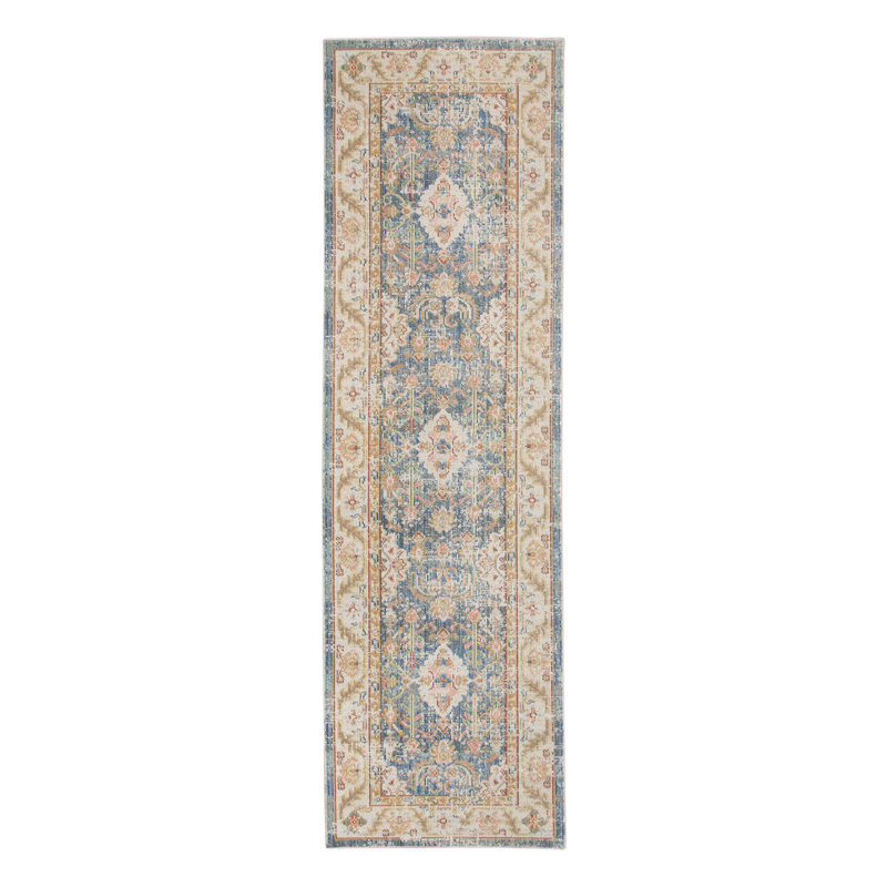 Wentworth Traditional Vintage Medallion Low Pile Performance Area Rug, Rectangle 2'6" x 8'