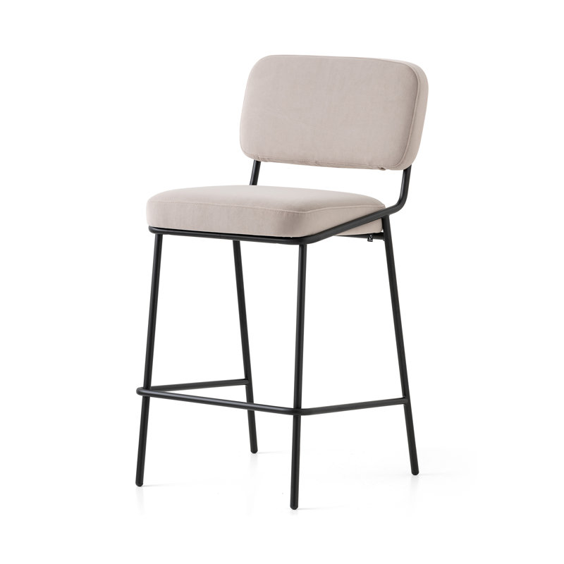 Sixty Upholstered Counter Stool with Metal Frame, Painted Brass, Sand, Counter Stool (25.63" Seat Height)