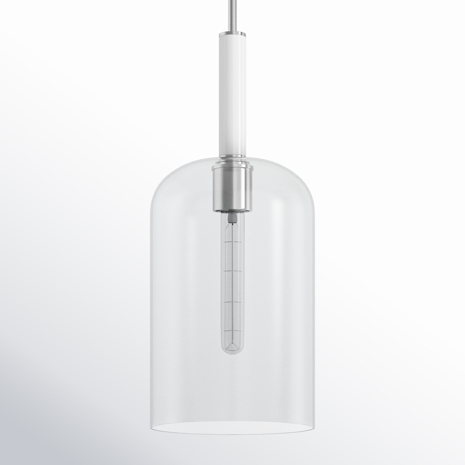 Monroe Single Light Glass Dimmable Pendant, Polished Nickel