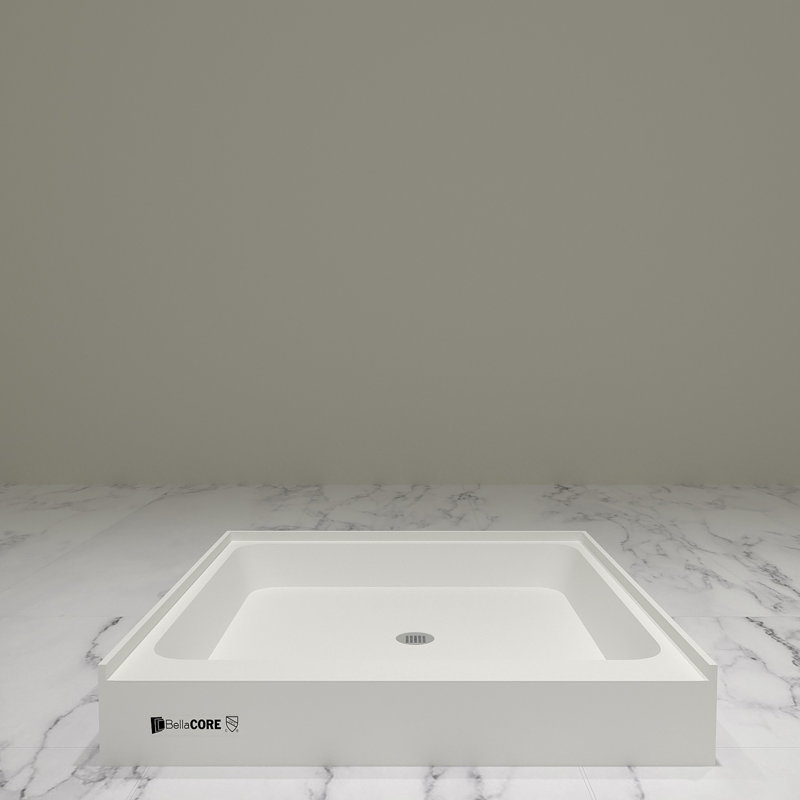 36 x 36 - Drain central - Seuil simple - Base de douche en acrylique