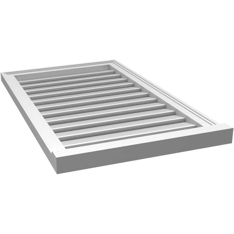 Évent à pignon fonctionnel en uréthane rectangulaire à fixation en surface, brun clair apprêté, H 36 po x l 22 po x P 2 po