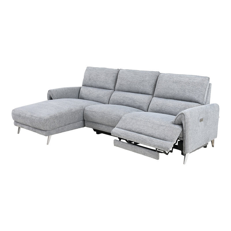 Canapé modulaire surdimensionné avec ports USB Brighouse, Orienté à gauche (vu de face), Gris chenille