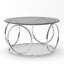 Table basse ronde moderne en verre de 80 cm avec structure circulaire en métal, table d'appoint contemporaine - Verre gris et chrome-432914329