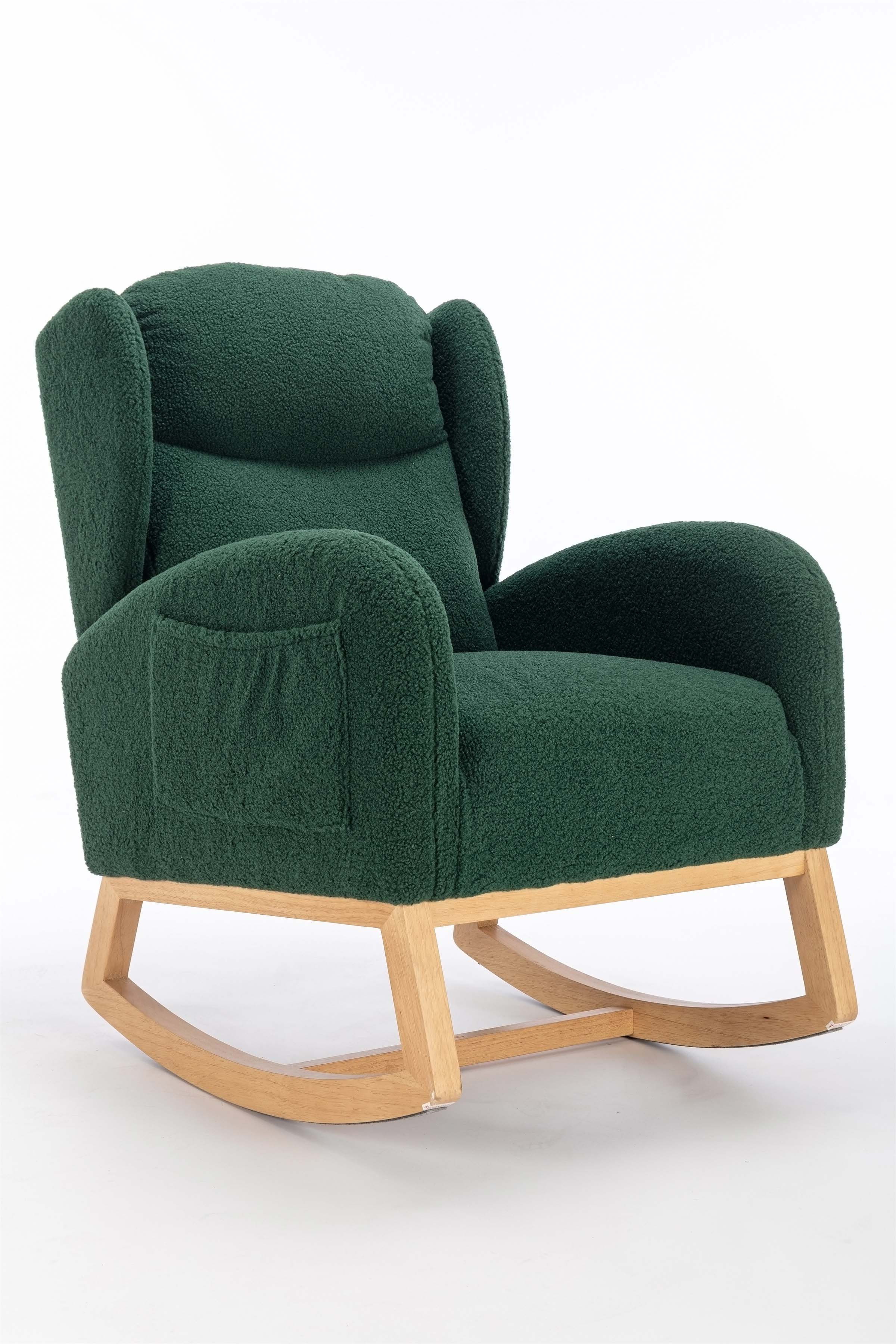 George Oliver Teddy Fabric Rocking Chair With Packet Wood Legs | Wayfair