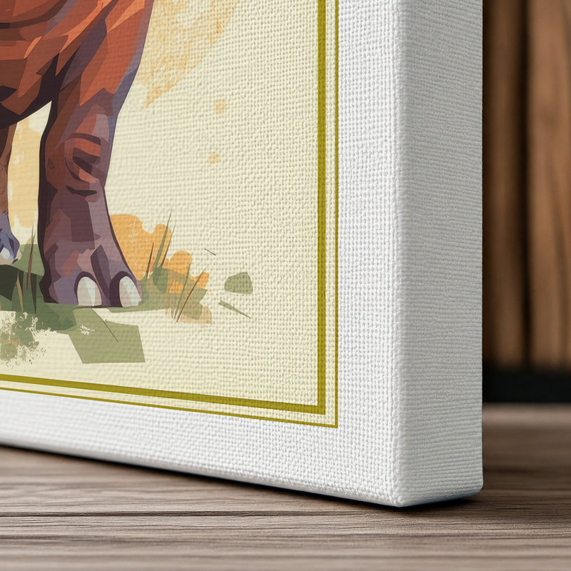 Gentle Hippopotamus Boho - Wrapped Canvas, 24x16 - 61.0 x 40.6 cm, White Border