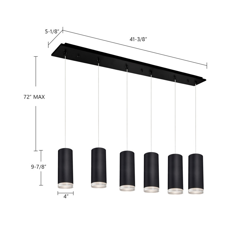 Cameo LED Pendant, 6 Lights, Brushed Nickel, 64 W