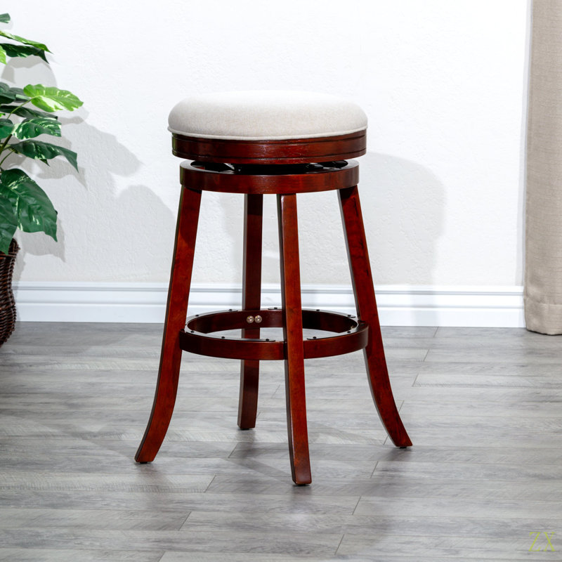 Tabouret 30 ", siège en tissu fini, Siège crème / structure cerise