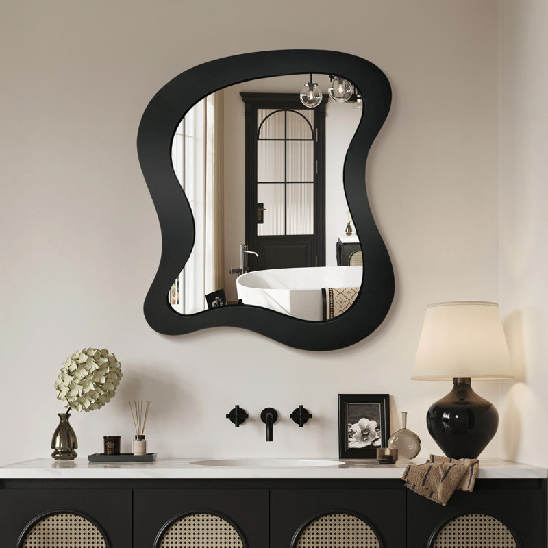 Asymmetrical Mirror, Black, 60 cm H x 50 cm W