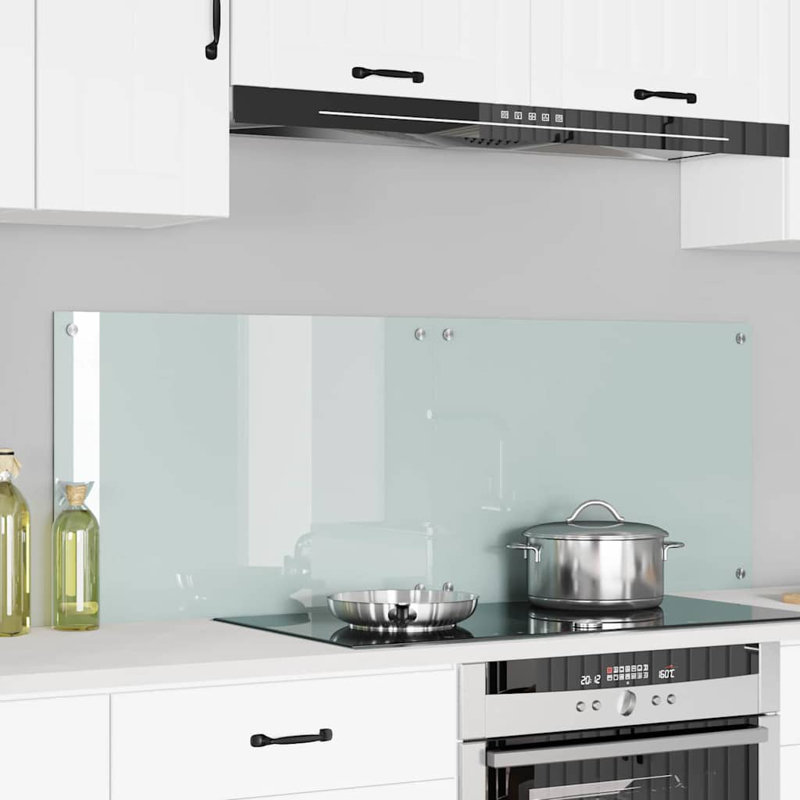 Vidaxl Kitchen Backsplash White 80 X 40 Cm Tempered Glass, White, 50cm H x 70cm W