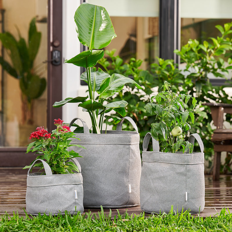 Pot Planter, 14" H x 15" W x 15" D, 5, Steel Gray