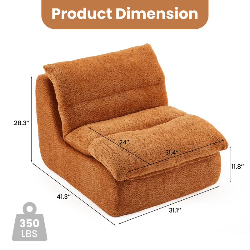 Chaise d'appoint rembourrée Modern, Orange