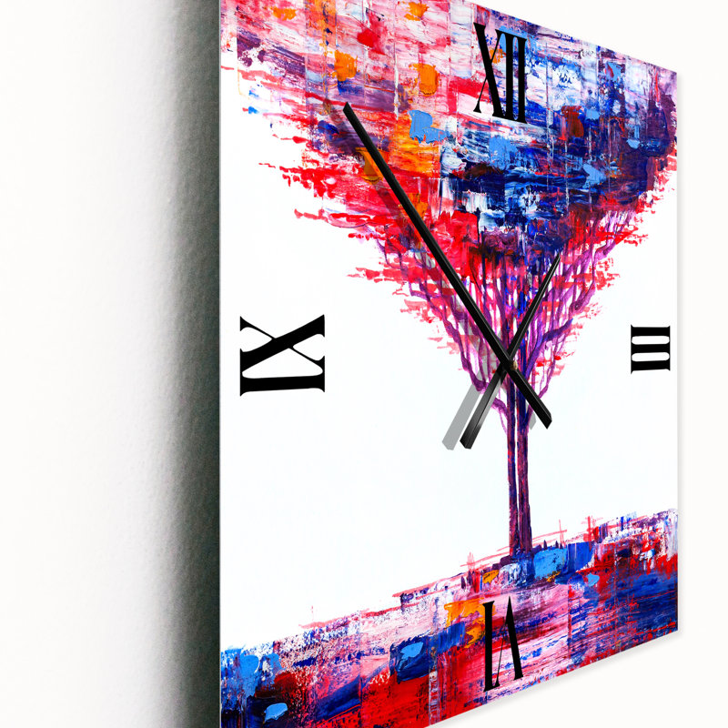 Arbre abstrait impressionniste sur une horloge murale, Médium