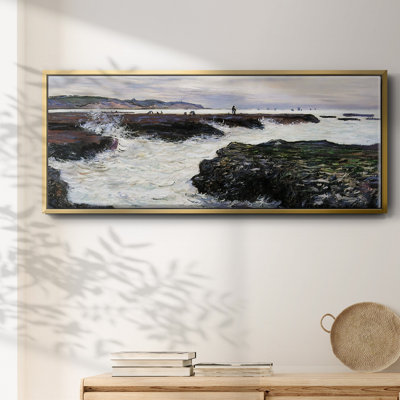 The Rocks at Pourville, Low Tide, 1882- Framed Canvas