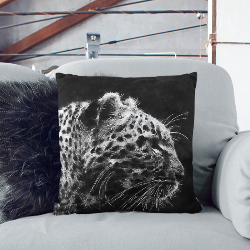 Leopard Vol.4 Square Throw Cushion, White, 40cm H x 40cm W x 15cm D