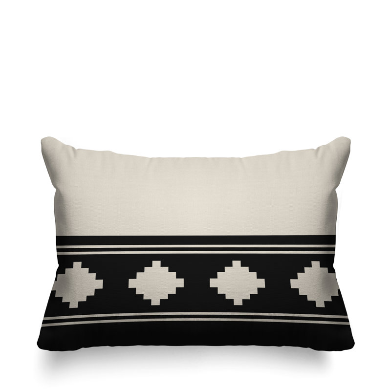 Coussin intérieur / extérieur Ector Southwestern, Noir
