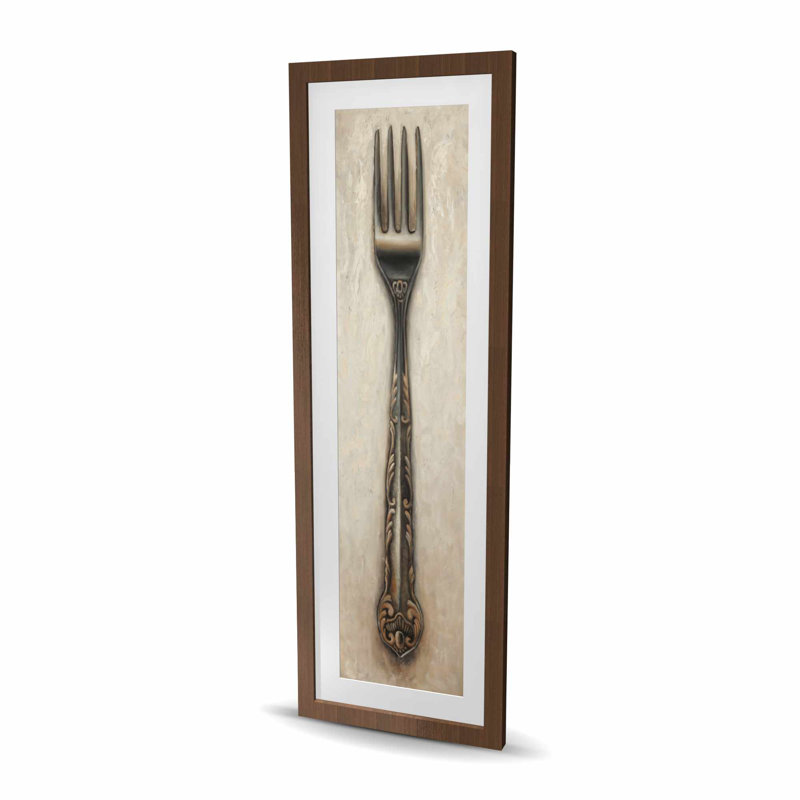 Reproduction de nature morte avec fourche rétro | Décoration intérieure encadrée