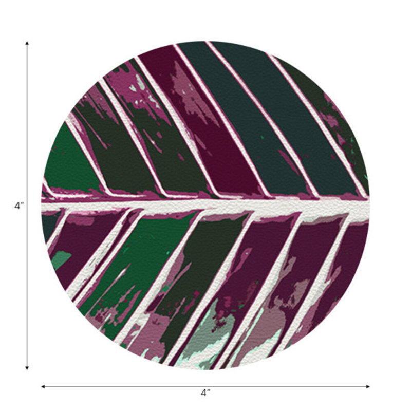 Sous-verres ronds en cuir tropical, Magenta