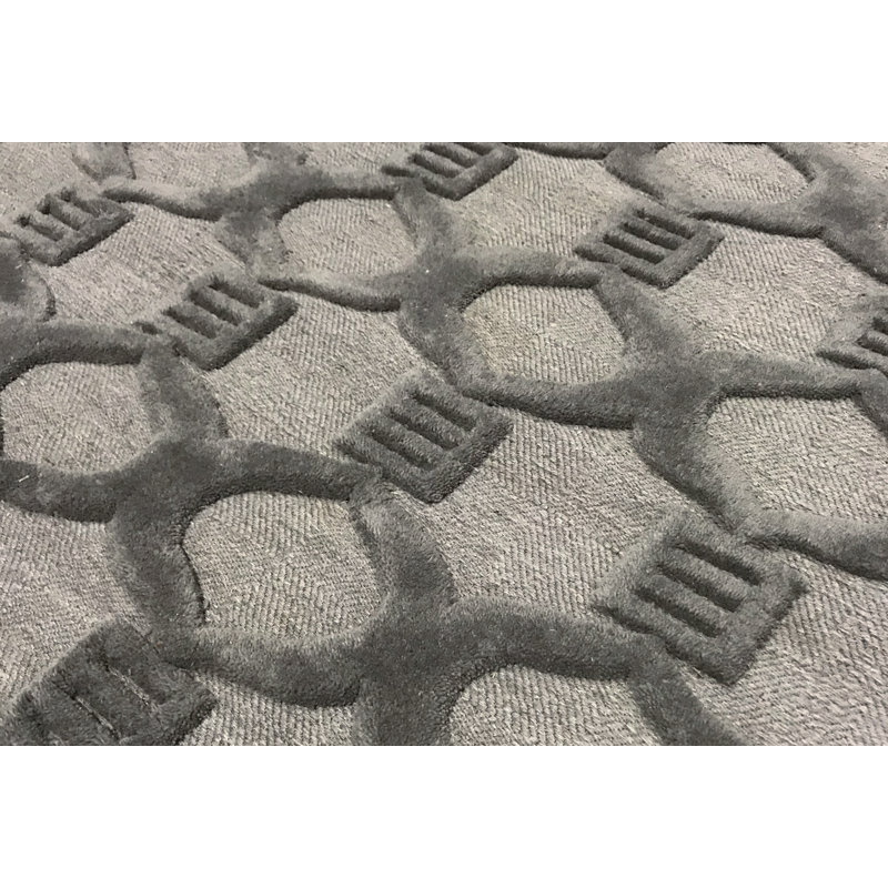 Tapis gris de haute qualité noué à la main