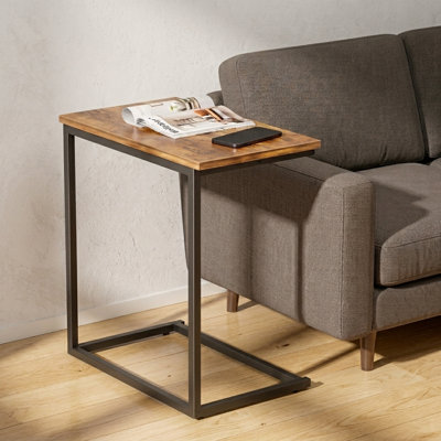 Gilsum C-Table End Table with Solid Wood Top and Steel Base