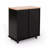 31.5” Kitchen Island Cart on Wheels – Rubberwood Top, 2 Drawers + 3 Shelves + Cabinet (Black)-1166327592