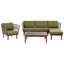 Garden Lounge Set with Table 4 Seater CREMONA Acacia Wood Dark Brown/ Green Left Hand-1168095905