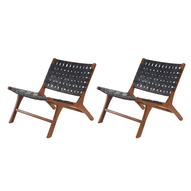 Leather Accent Chair, Black Genuine Leather
