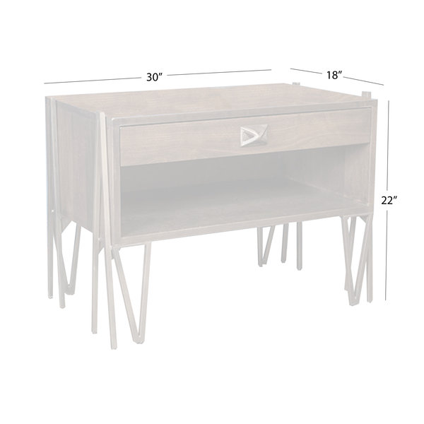 Stella 1 - Drawer Solid Wood Nightstand