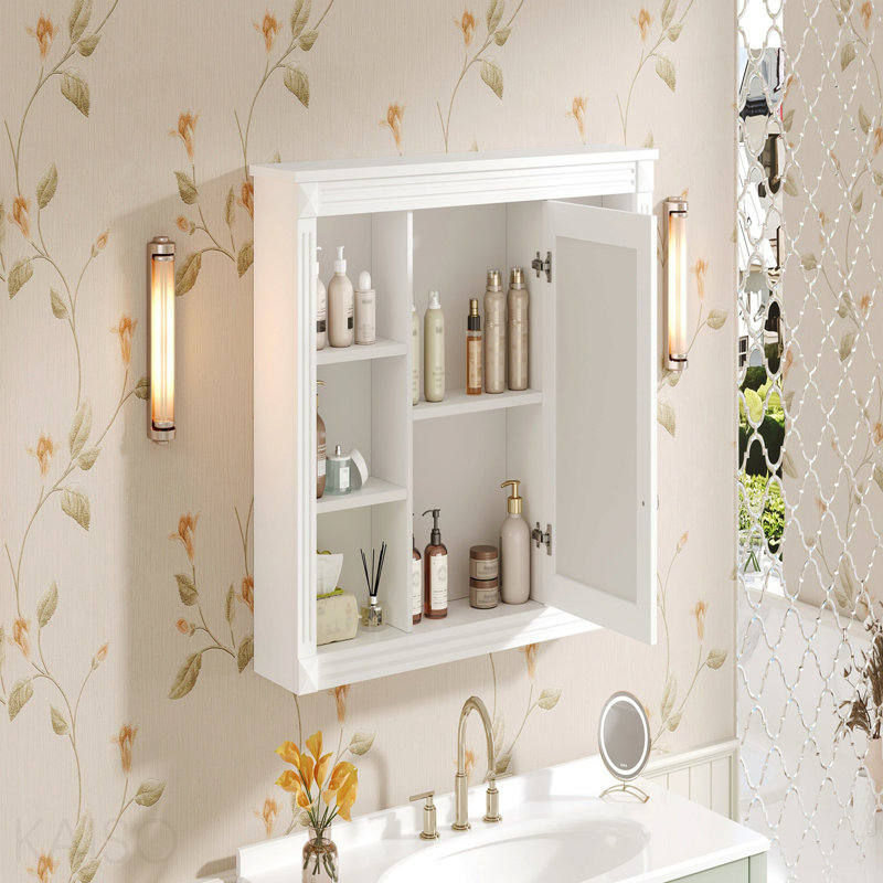 42'' Wall Mounted Bathroom Storage Cabinet, Medicine Cabinet, Modern Bathroom Wall Cabinet With Mirror, Mirror Cabinet With 6 Open Shelves (Not Include Bathroom Vanity )