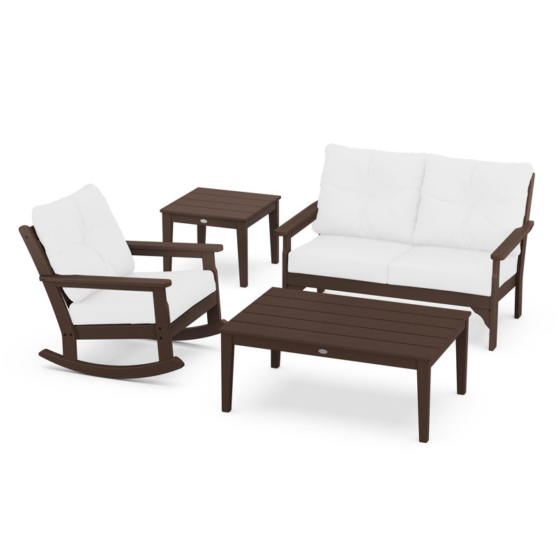 Vineyard 4-Piece Deep Seating Rocker Set, Natural, Mahogany