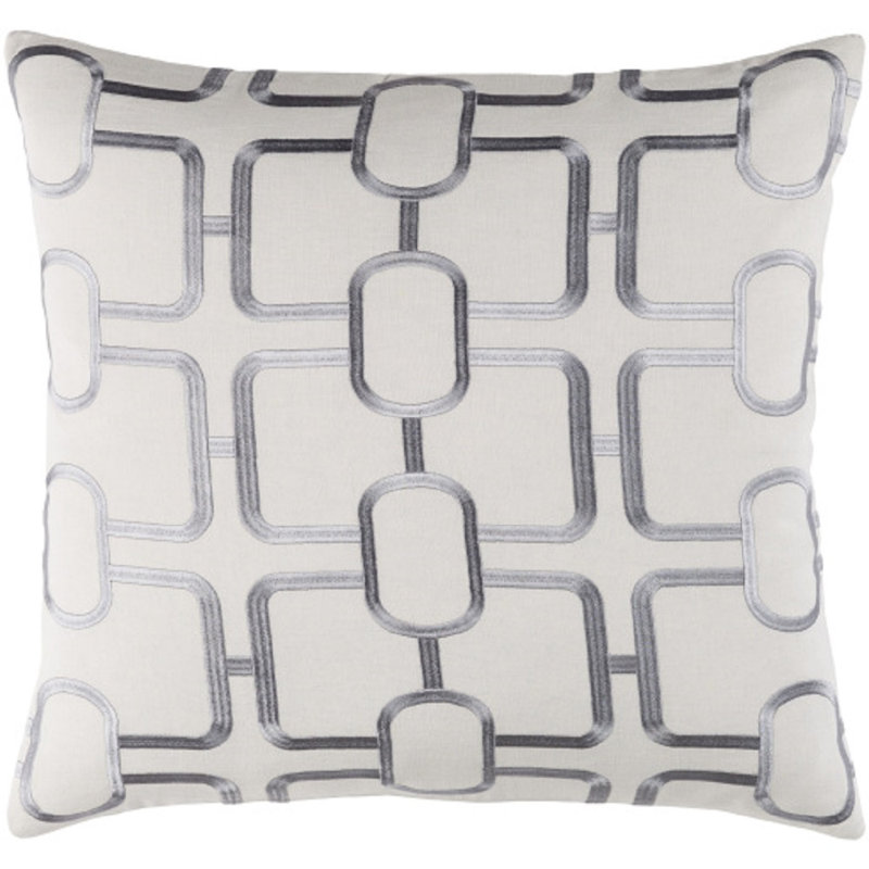 Lockhart Geometric Linen Reversible Pillow Cover, 18" H x 18" W, Denim/Light Gray