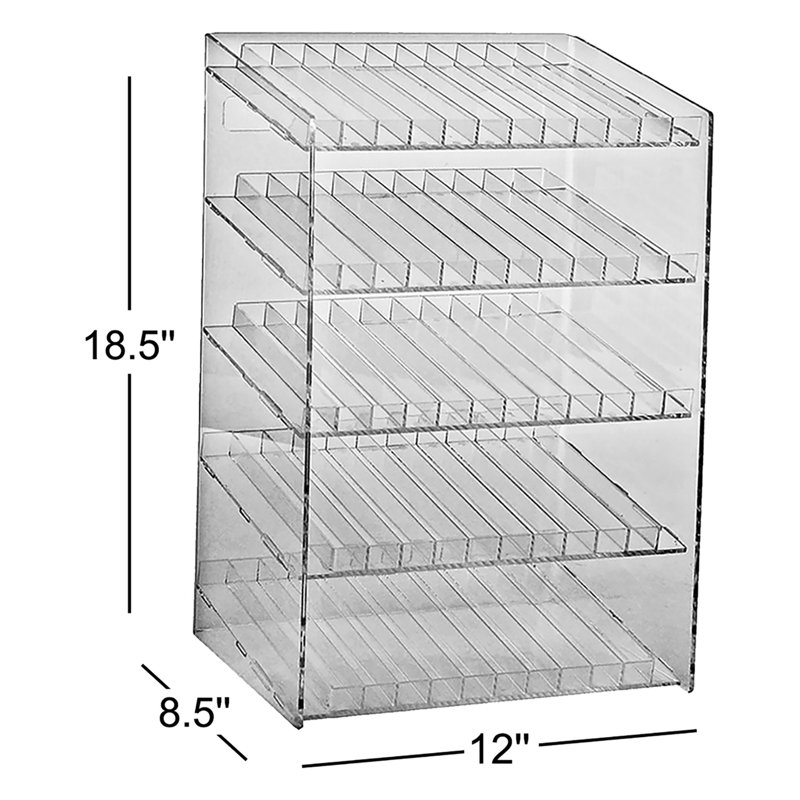 Five-Tier 60 Compartment Display, 12-Comp per Tier. Dimensions: 12"W x 8.5"D x 18.5"H