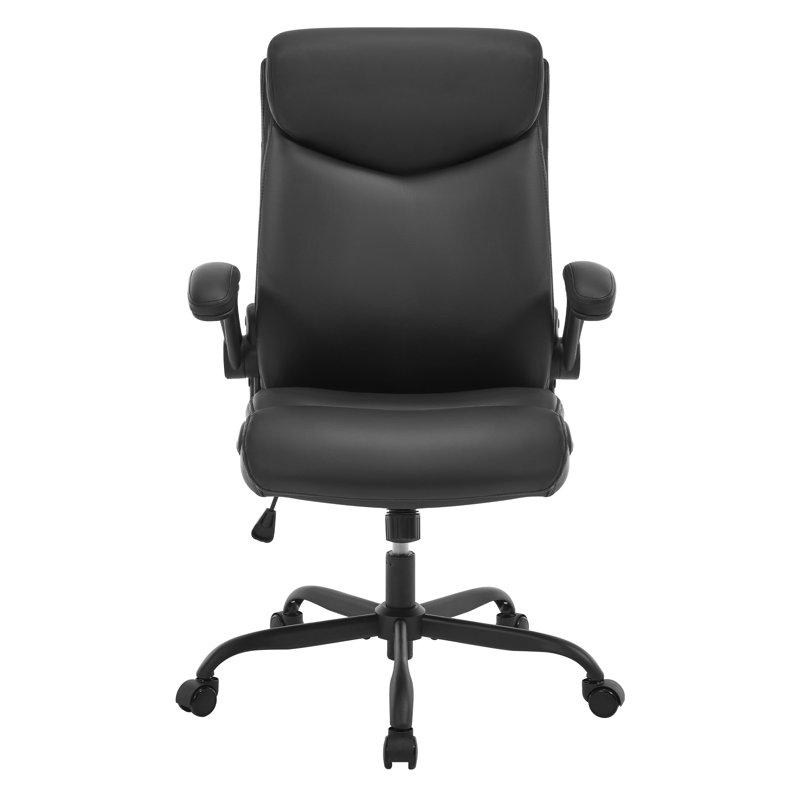 Office Chair, Executive Chair, Ergonomic Chair, Tilting Function, Headrest, Folding Armrests, Padded Seat, Black