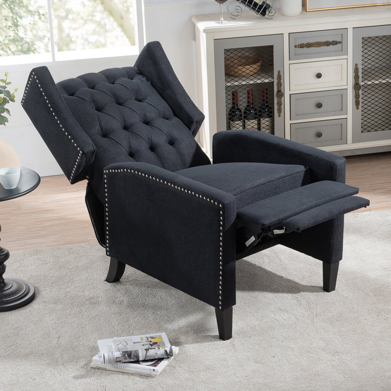 Manual Wing Chair Recliner, High Colorfastness Fabric Chair with Deep Tufted Back | Silver Nailhead Trim, 3 Adjustable Positions for All-Day Comfort