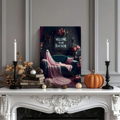 1 piece framed wall art canvas painting with a ghost theme, vintage gothic decor, dark romantic style. Decorative printed vintage wall poster for home decoration, perfect gift for the bedroom or living room, modern artwork.