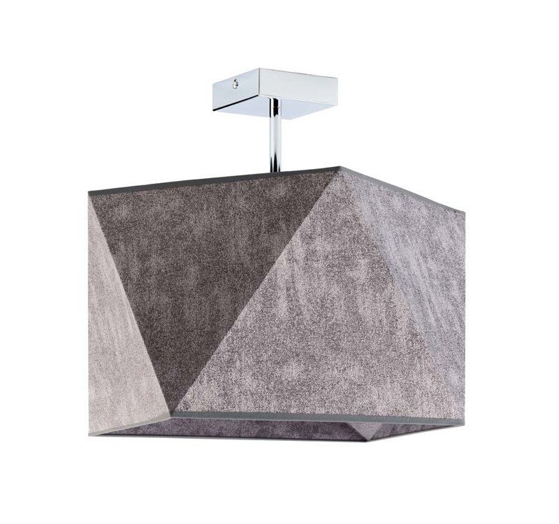 Demarian Fabric Semi Flush Mount, Rustic Grey, Silver