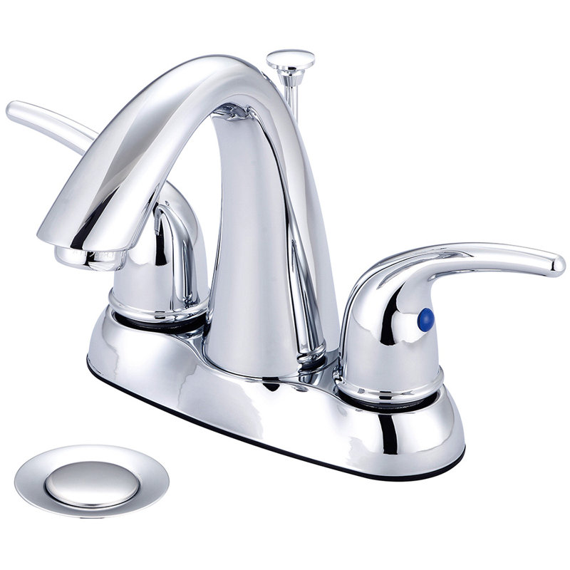 2-handle Bathroom Faucet with Drain Assembly, Chrome