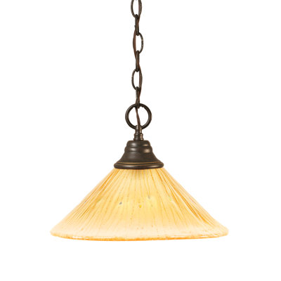 Luminaire suspendu en chaîne avec verre cristal ambré