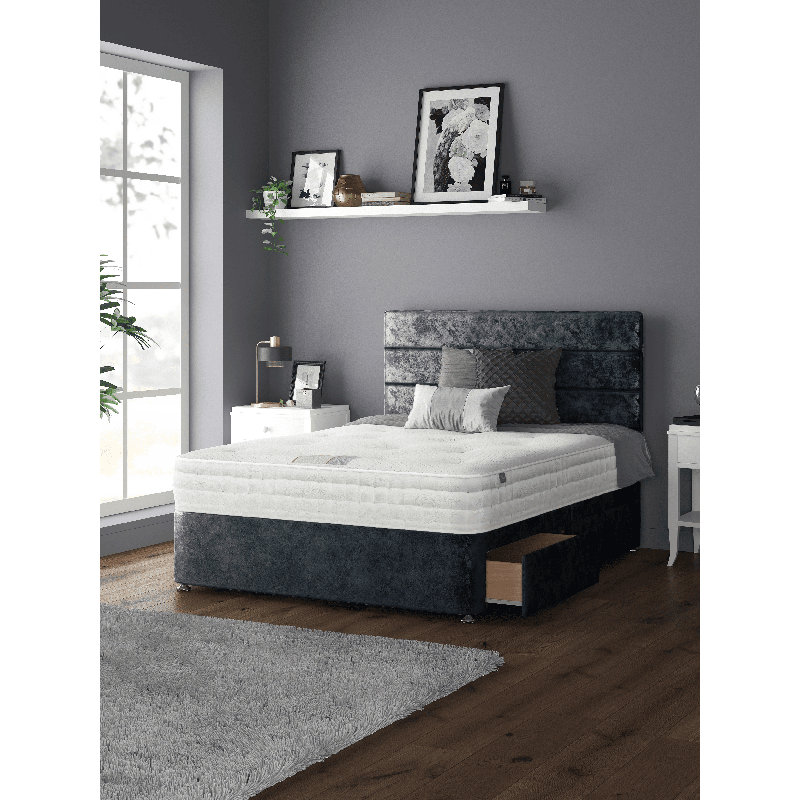 Notus Divan Bed Base, Black, Kingsize (5'), 2 Foot-end Drawers