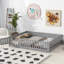 Grand lit plateforme avec barrière de sécurité et porte, gris-418935410-418935418