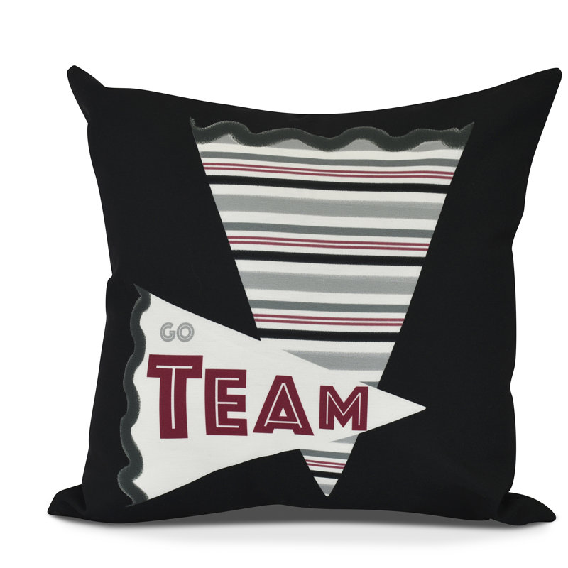 Housse et insert de coussin Goals, Gourds, and Gatherings Go Team, Noir, H 26 po x l 26 po