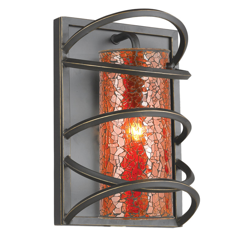 Plafonnier encastré à 1 lumière à intensité variable Erwan, Verre mosaïque ambre