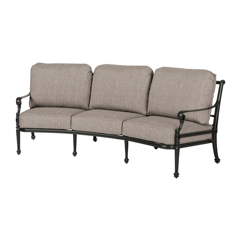 Grand Terrace Curved Sofa with Sunbrella Cushions, Desert Bronze, Cast Ash Sunbrella® Plainweave