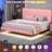 Floating Bed Frame with Smart LED Lights, Faux Leather Upholstered Platform Bed with Diamond PU Headboard-1552082498-1552082499